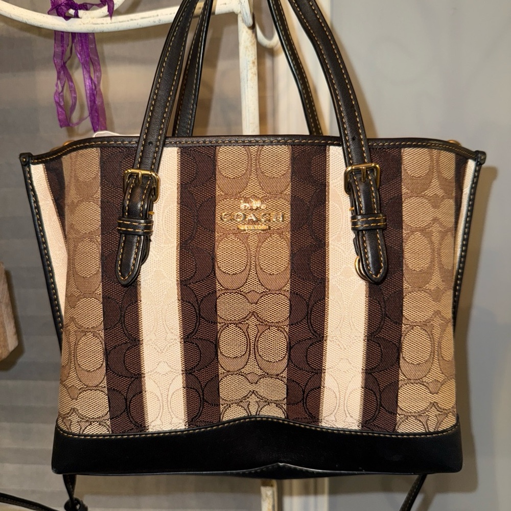 Coach Brown and Tan Monogram Tote